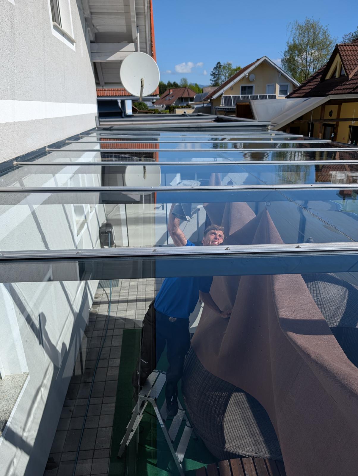 Glasdach nach Reinigung