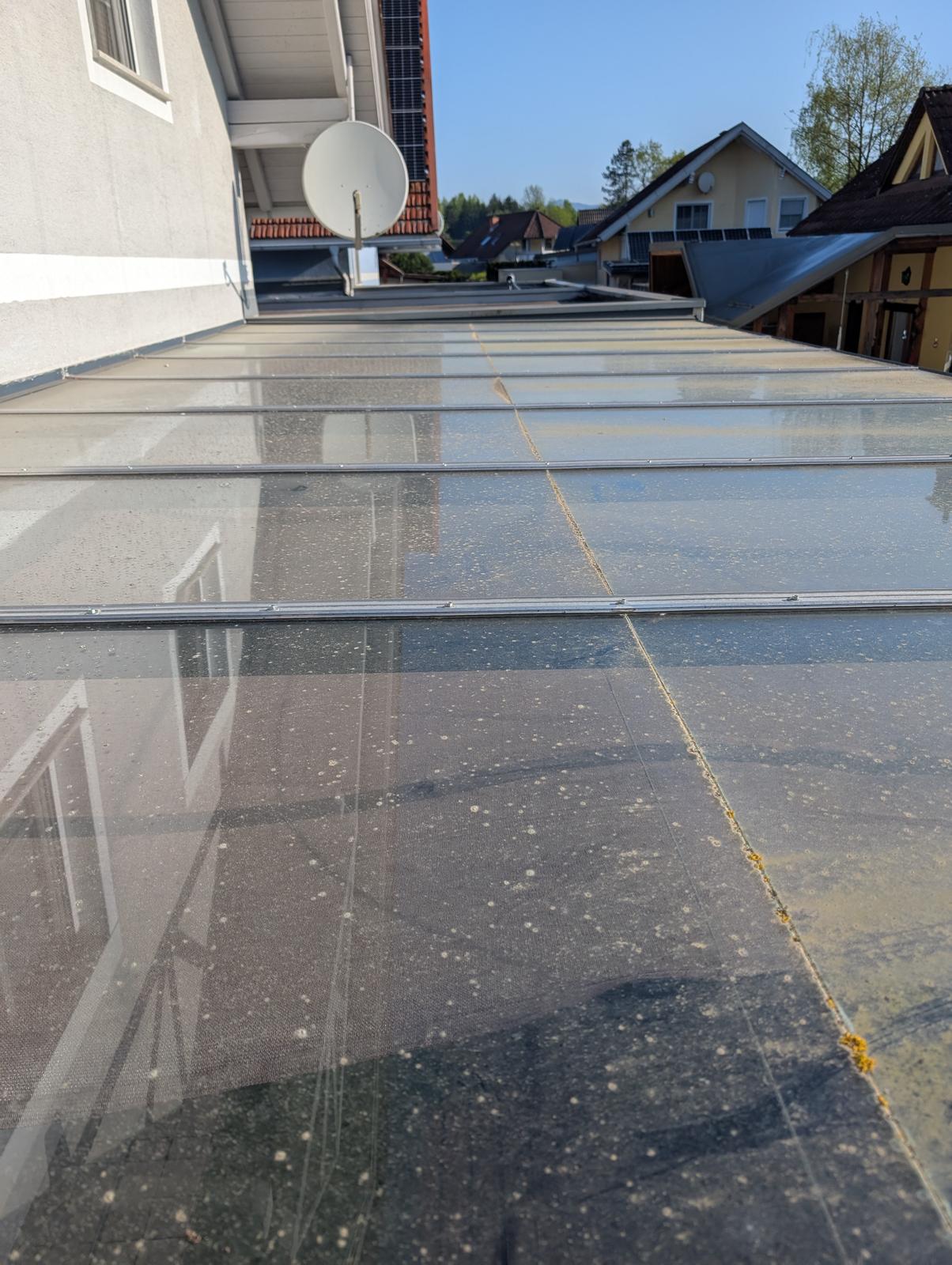 Glasdach vor Reinigung