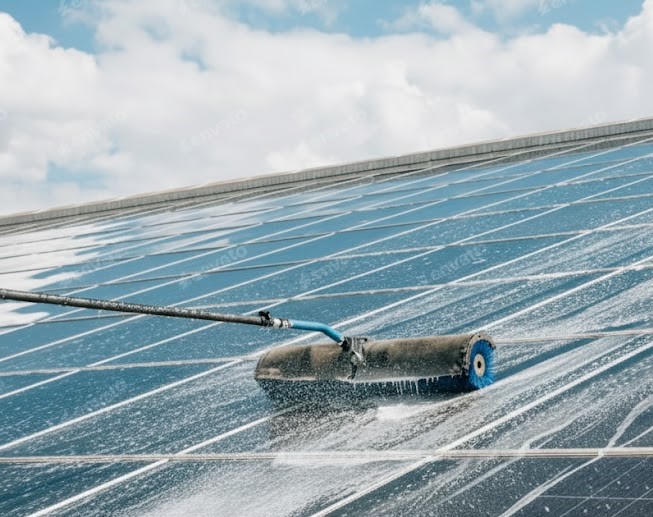 Entfernung von Schmutz und Ablagerungen bei PV-Reinigung in Kärnten