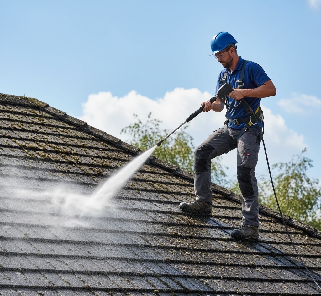 Entfernung von Moos und Schmutz bei Dachreinigung in Kärnten